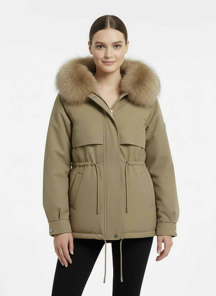 Patricia | Women's Hooded Faux Fur Trim Drawstring Parka 5