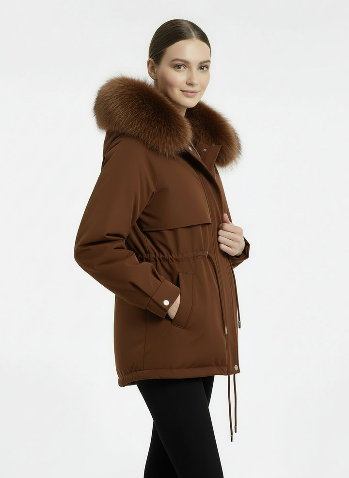 Patricia | Women's Hooded Faux Fur Trim Drawstring Parka 6
