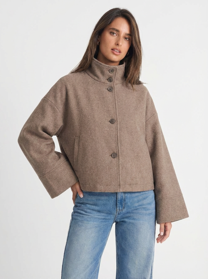 Paula | Women's Beige Wool Coat Jacket Cropped