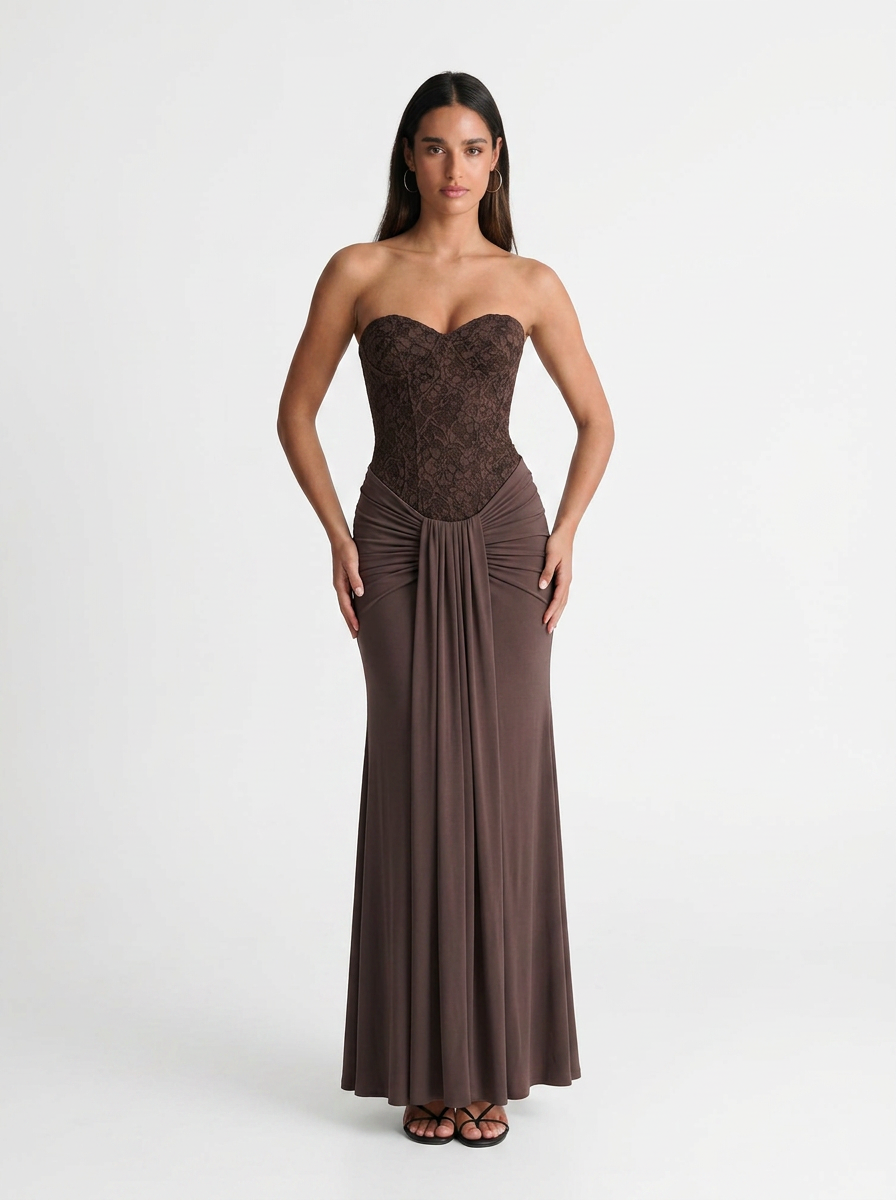 Penelope | Strapless Lace Bodice Maxi Dress