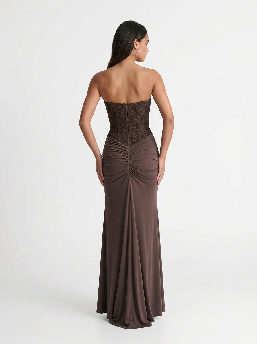 Penelope | Strapless Lace Bodice Maxi Dress