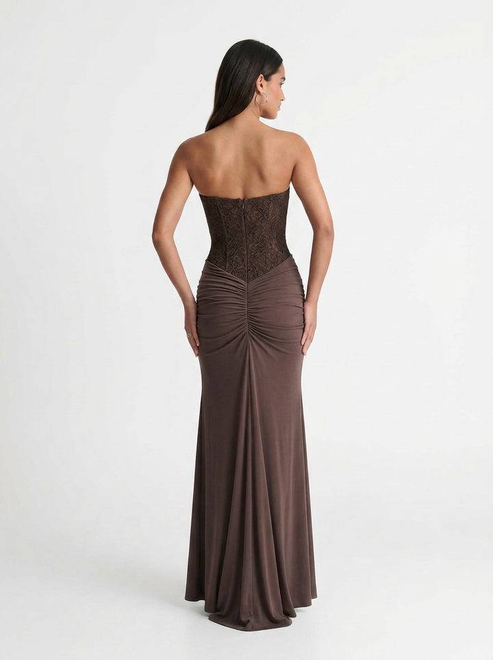 Penelope | Strapless Lace Bodice Maxi Dress