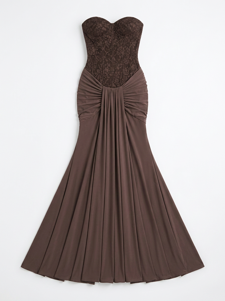 Penelope | Strapless Lace Bodice Maxi Dress