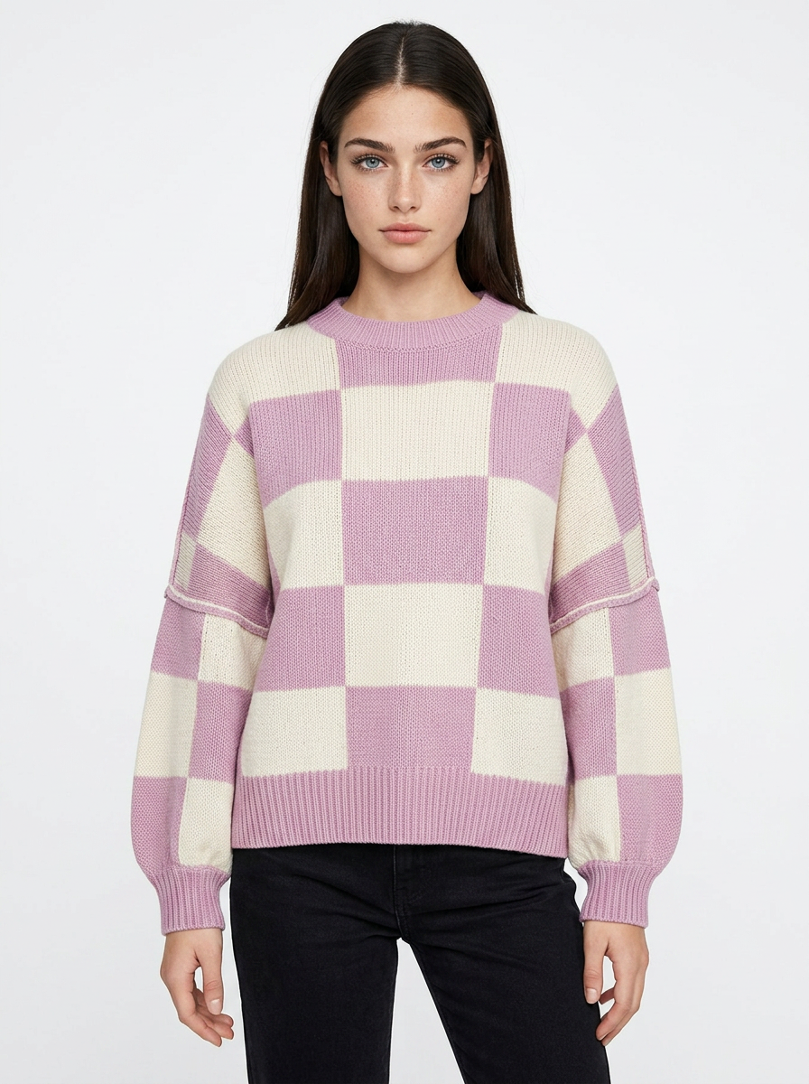 Penelope | Women's Oversized Checkerboard Knit Jumper