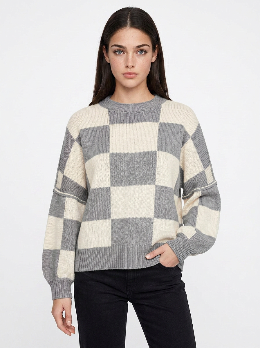 Penelope | Women's Oversized Checkerboard Knit Jumper