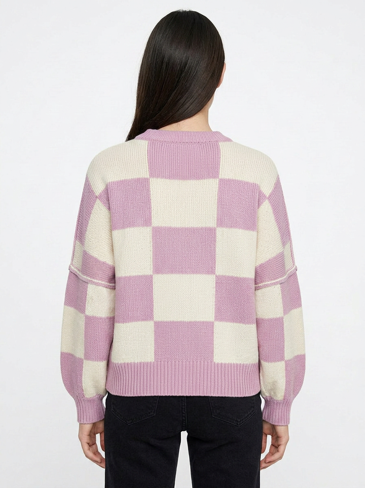 Penelope | Women's Oversized Checkerboard Knit Jumper
