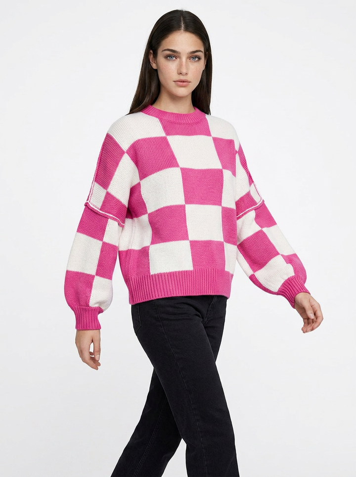 Penelope | Women's Oversized Checkerboard Knit Jumper