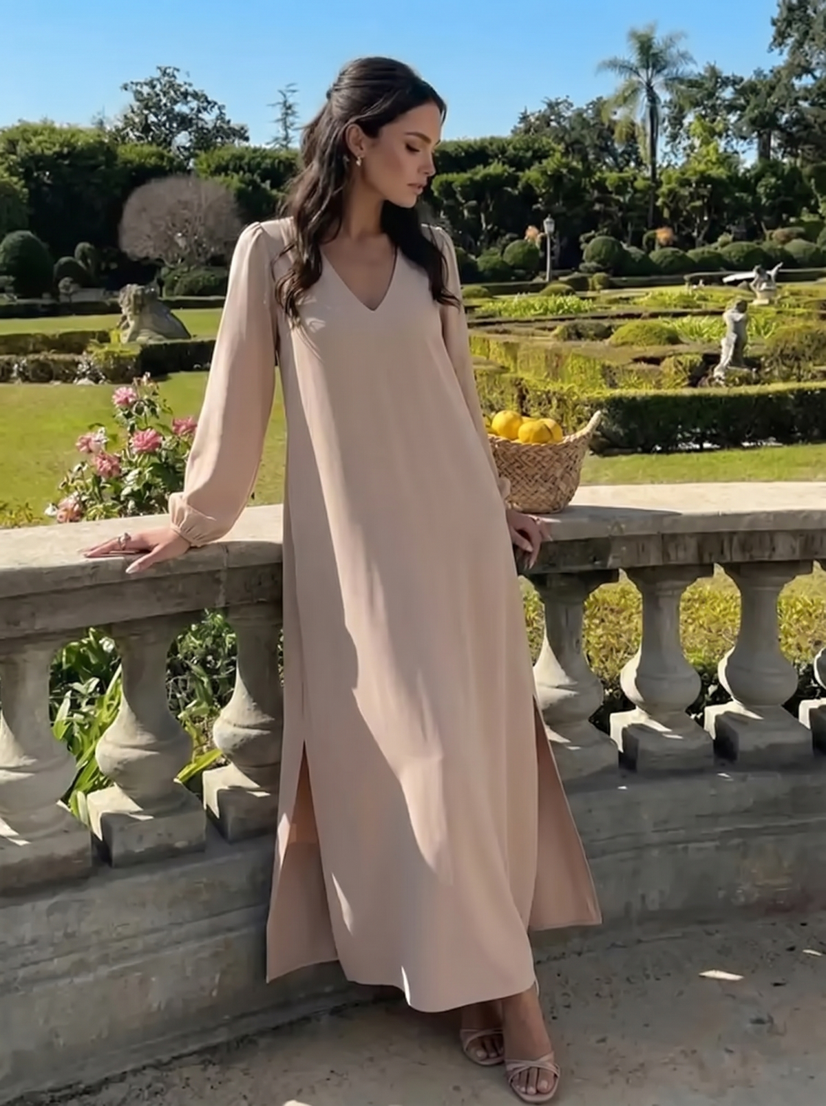Phoebe | Long Sleeve Dress with V-Neck