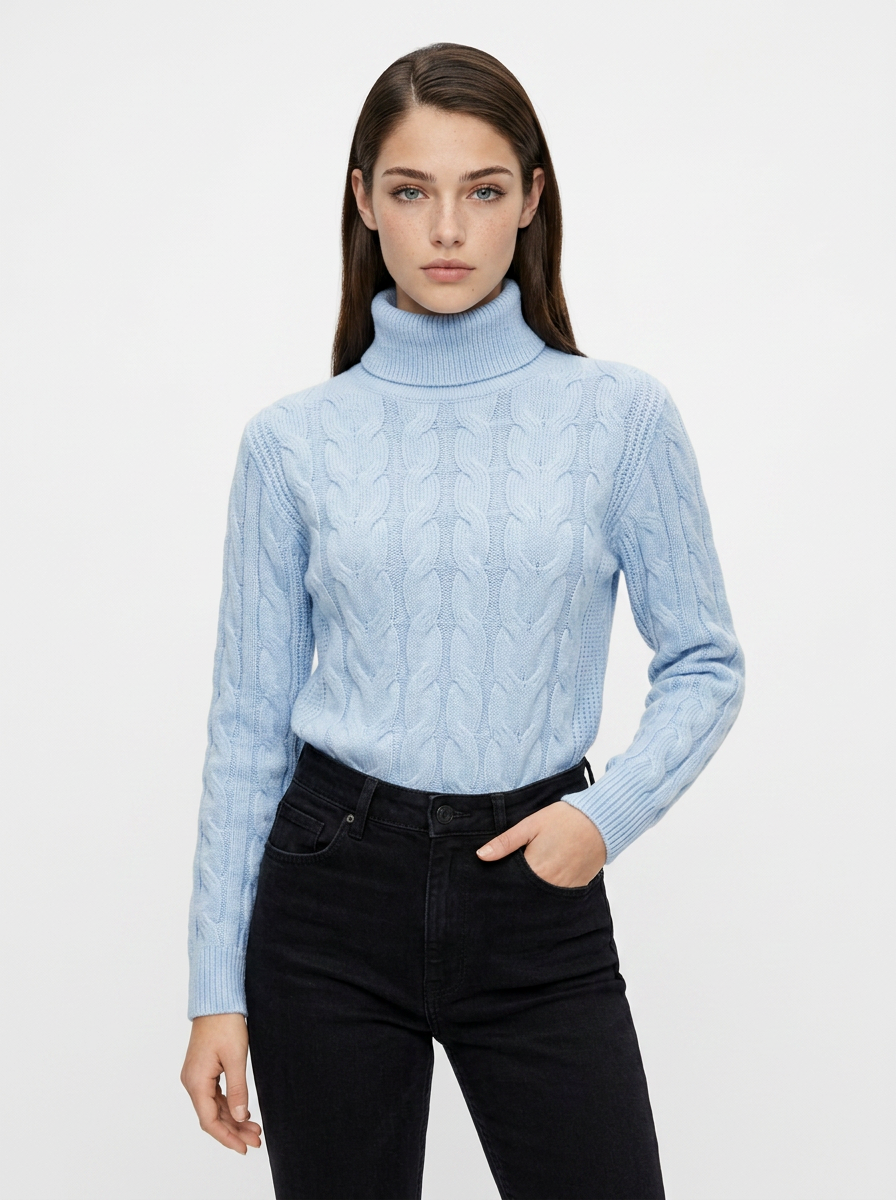 Phoebe | Women's Cable Knit Turtleneck Jumper