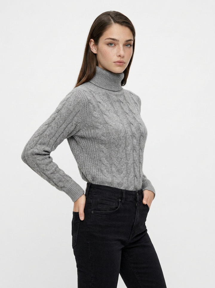 Phoebe | Women's Cable Knit Turtleneck Jumper