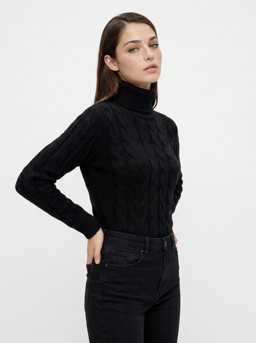 Phoebe | Women's Cable Knit Turtleneck Jumper