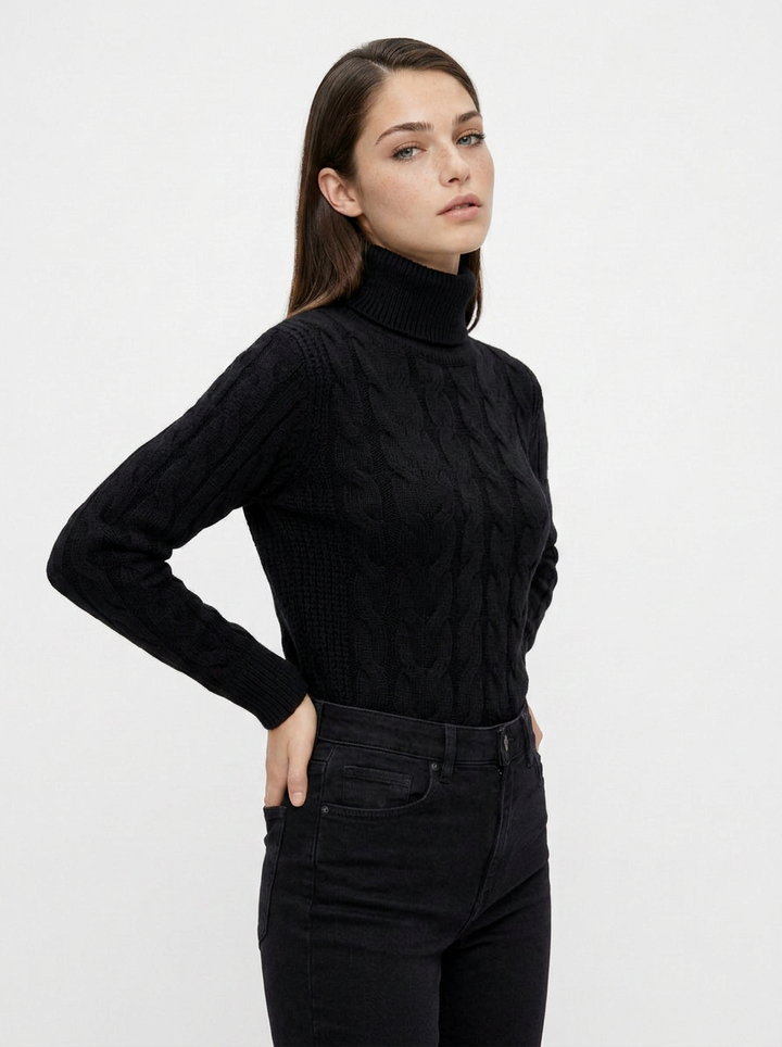 Phoebe | Women's Cable Knit Turtleneck Jumper