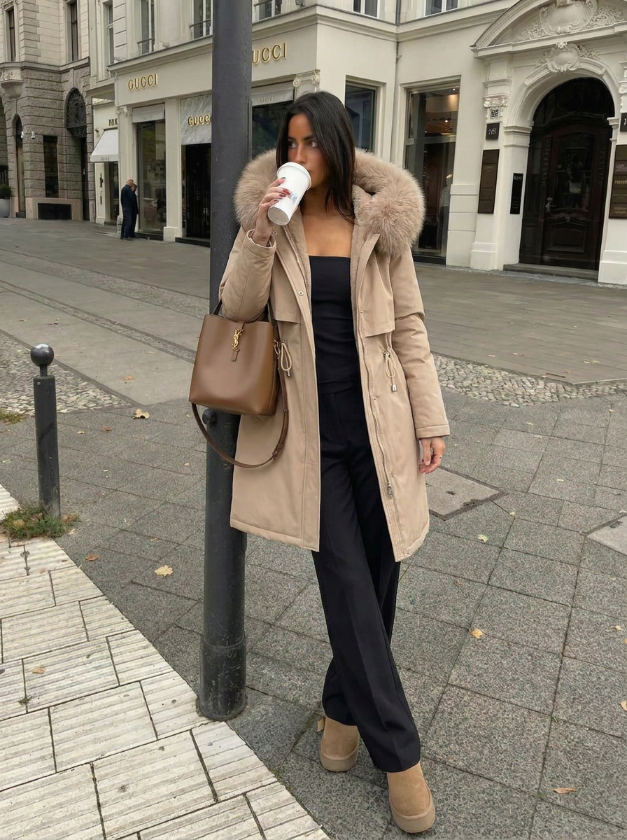 Phoebe | Women's Knee-Length Longline Quilted Hooded Coat 1