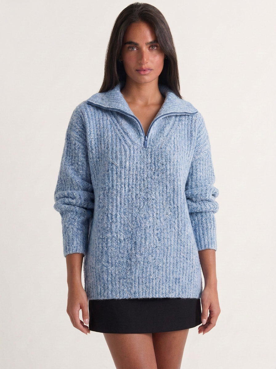 Phoebe | Women's Oversized Half Zip Knit Jumper