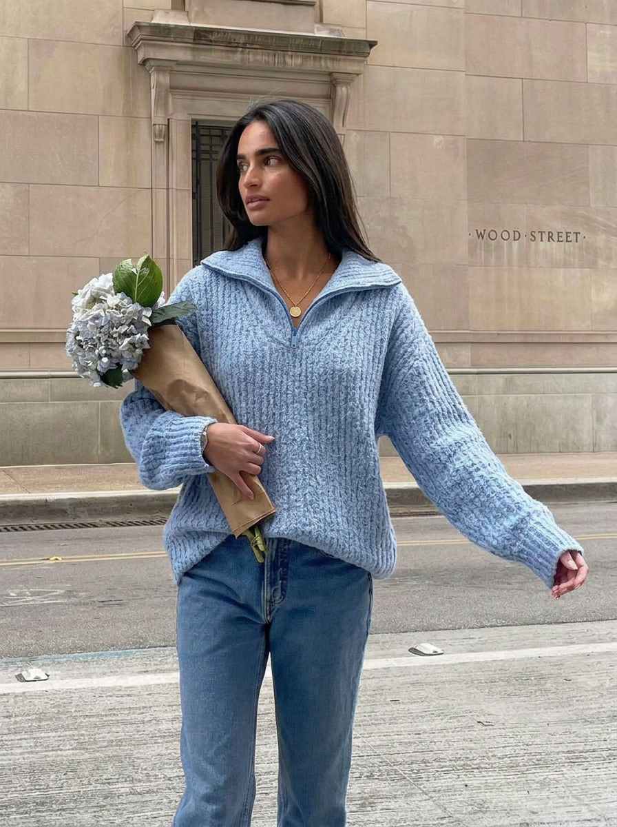 Phoebe | Women's Oversized Half Zip Knit Jumper
