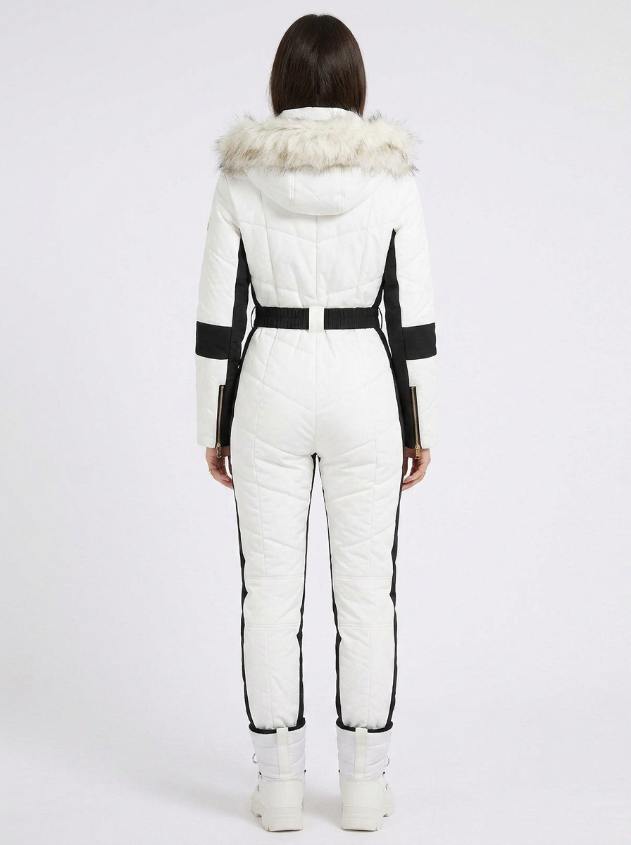 Piella | Women's Ski Jumpsuit Hooded Belted Slim Fit Zip