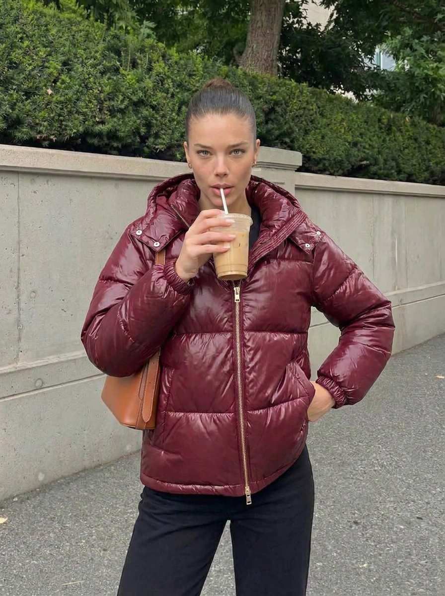 Piper | Women's Glossy Quilted Hooded Puffer Coat 1