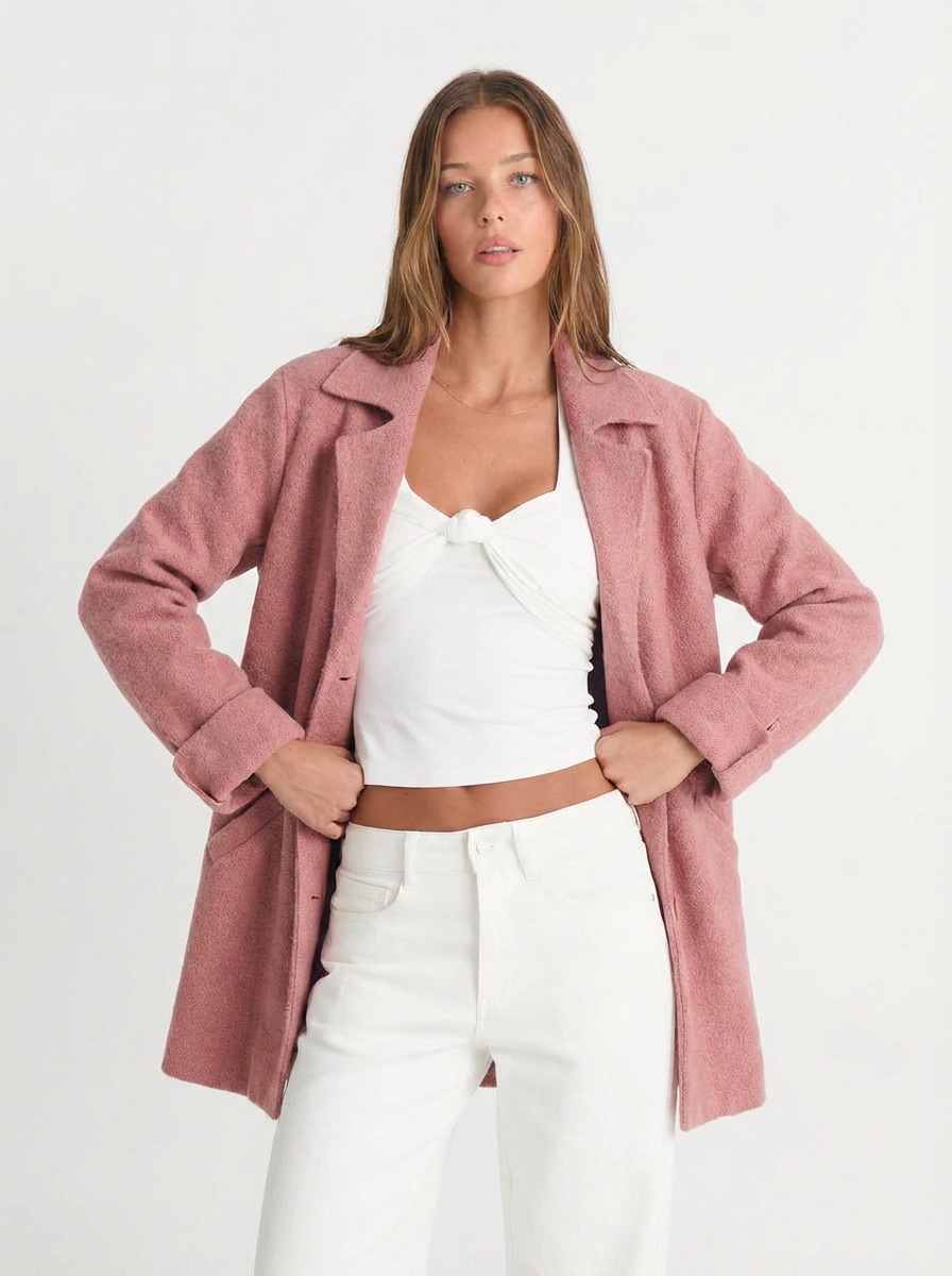 Piper | Women's Notch Lapel Button Front Longline Coat