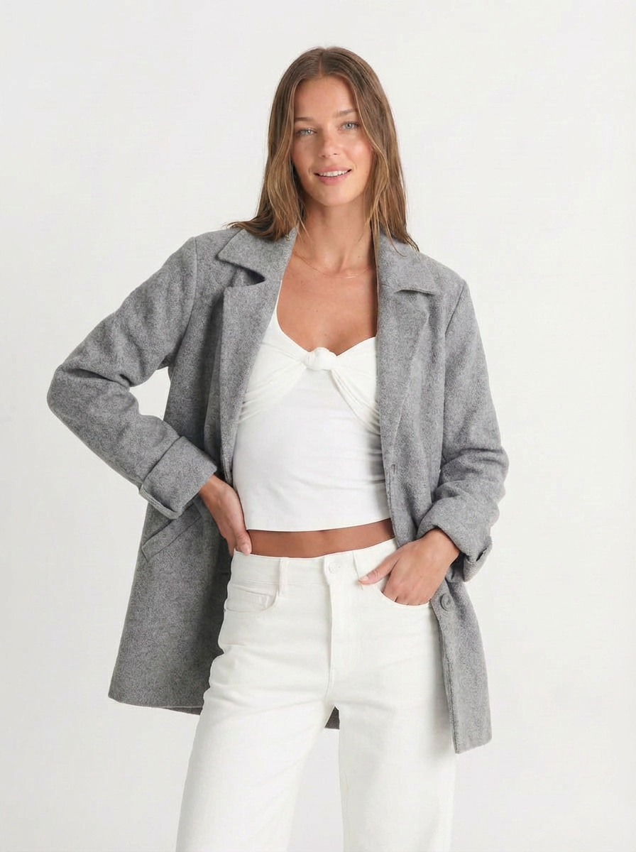Piper | Women's Notch Lapel Button Front Longline Coat 5