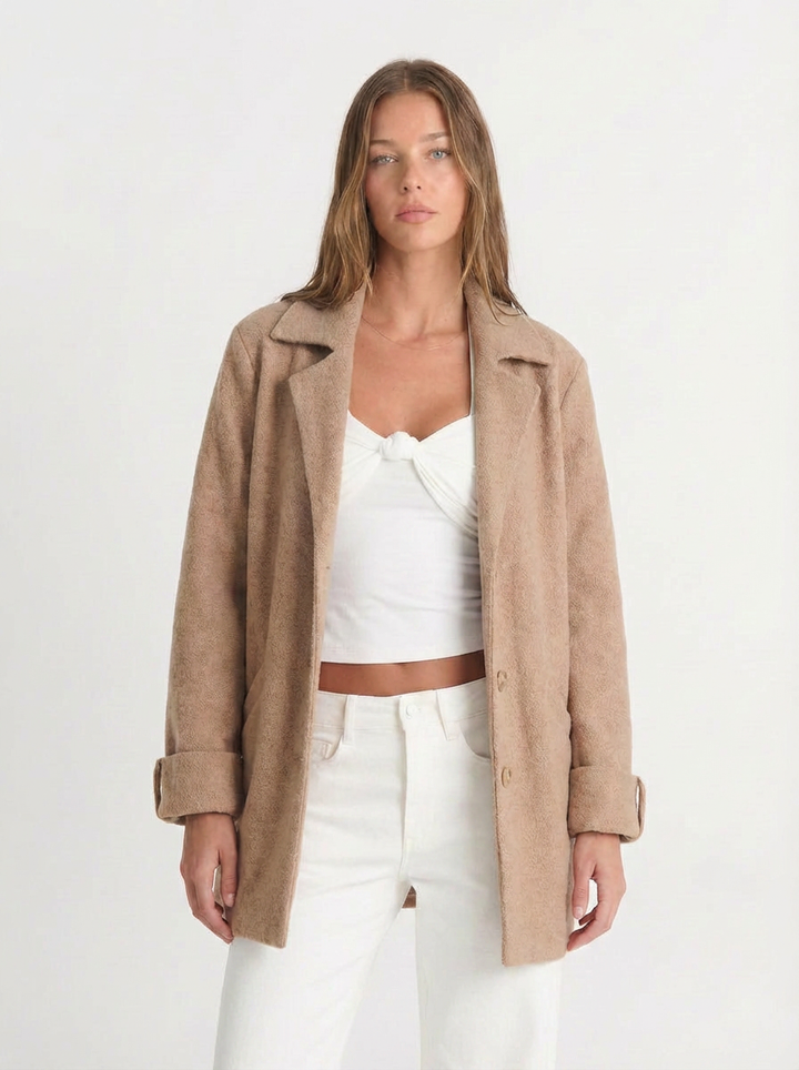 Piper | Women's Notch Lapel Button Front Longline Coat 6
