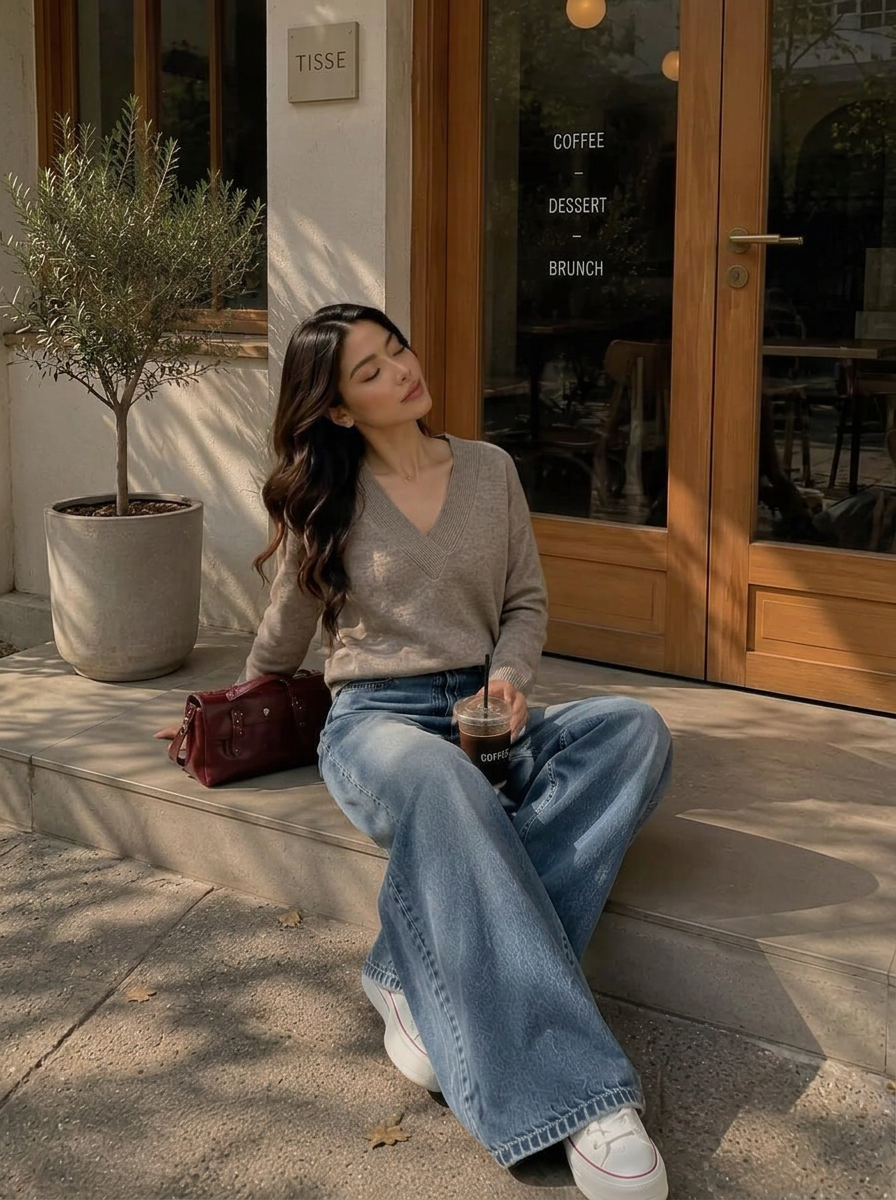 Pippa | Women's Oversized V-Neck Jumper