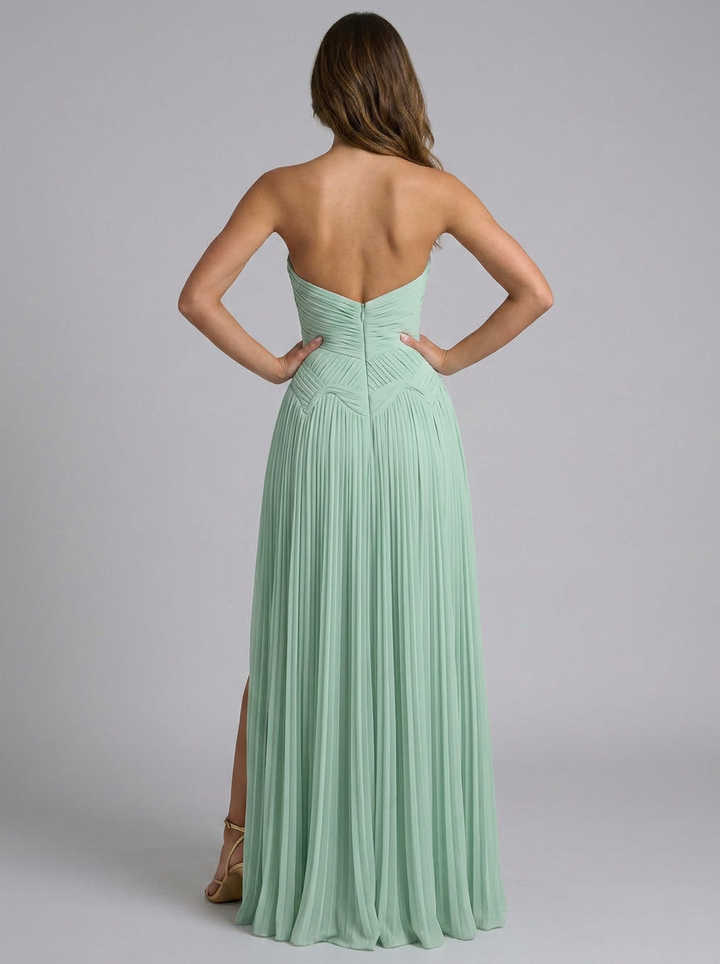 Reyna | Strapless Maxi Dress with Front Slit