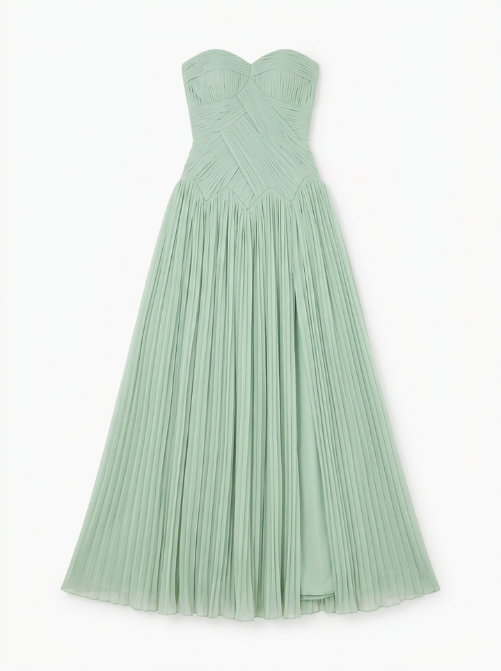 Reyna | Strapless Maxi Dress with Front Slit