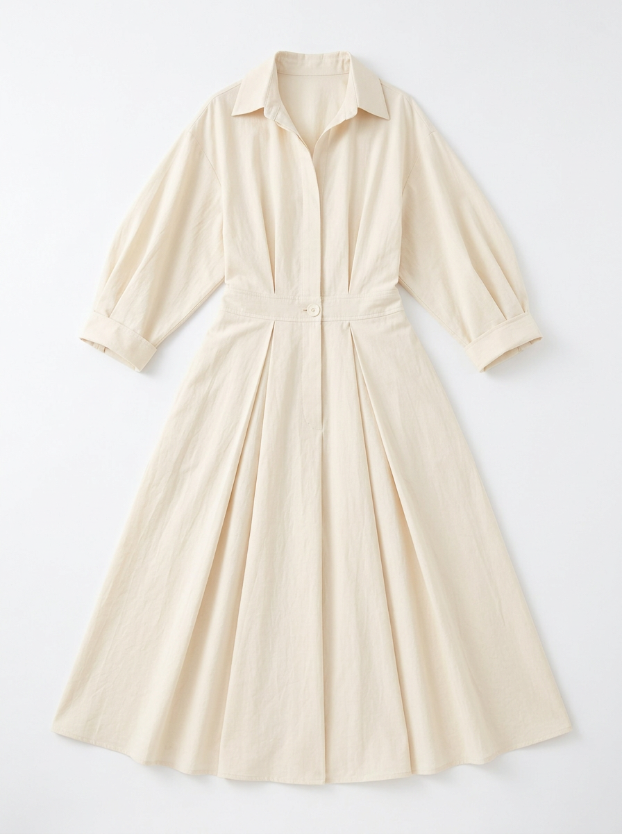 Ruby | Women's Long Sleeve Dress with Button Waist Detail