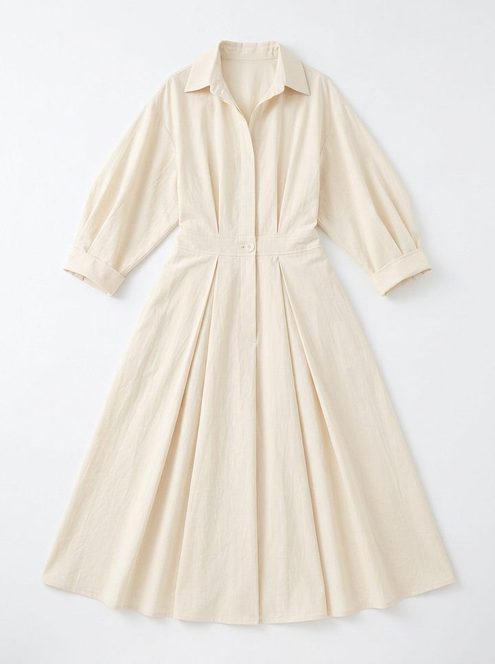Ruby | Women's Long Sleeve Dress with Button Waist Detail