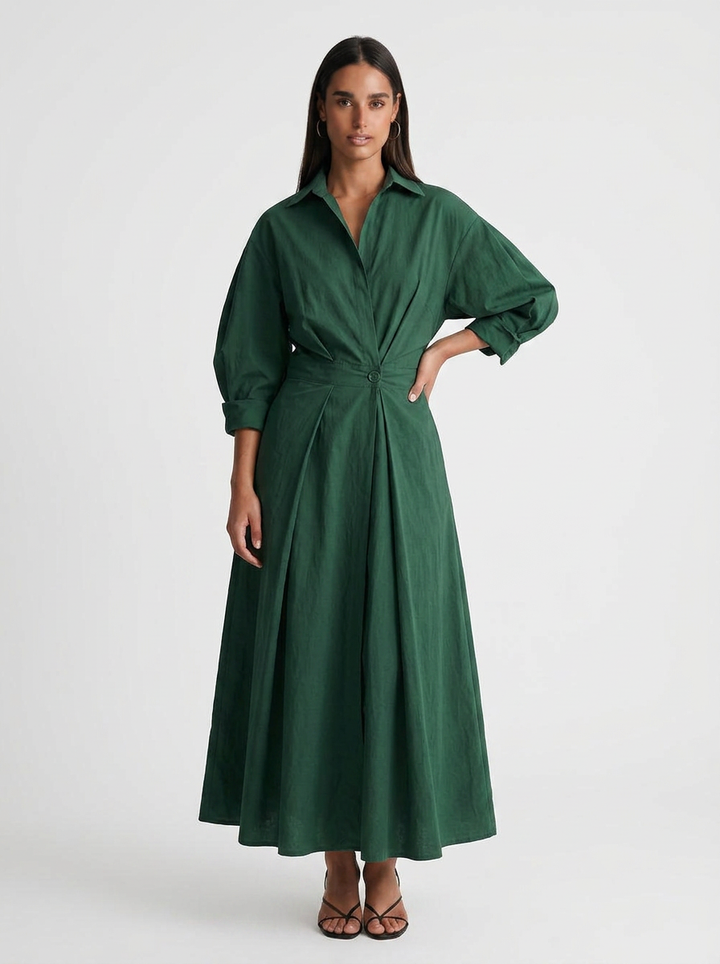 Ruby | Women's Long Sleeve Dress with Button Waist Detail