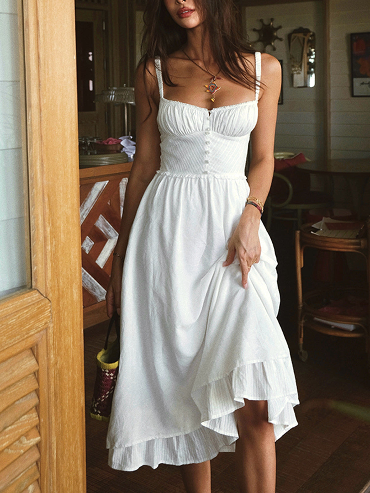 Ruffle Hem Midi Dress | Sylvie