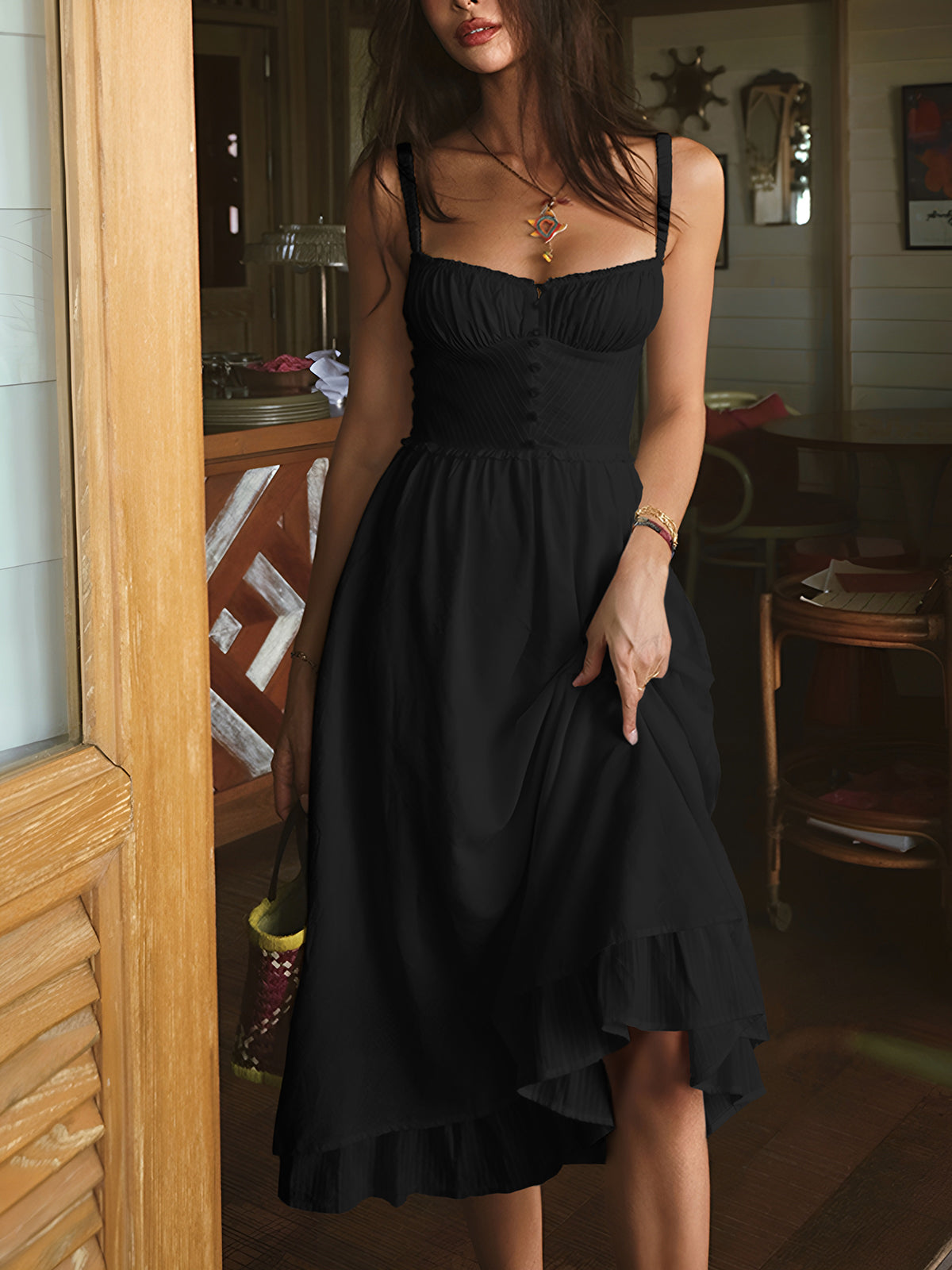 Ruffle Hem Midi Dress | Sylvie