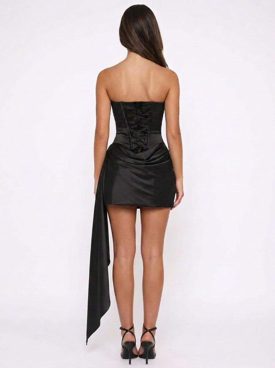 Rylee | Strapless Mini Dress with Draped Neckline