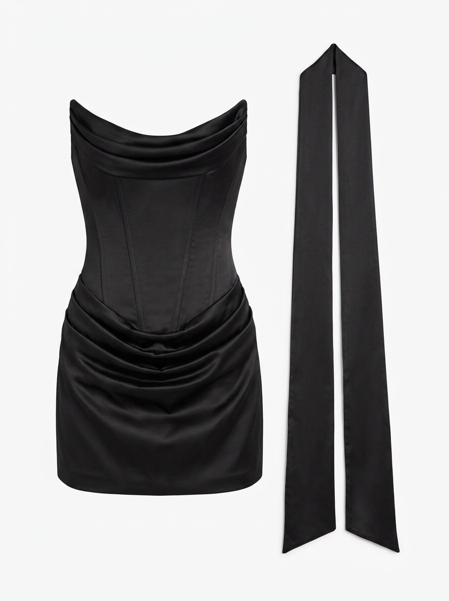 Rylee | Strapless Mini Dress with Draped Neckline