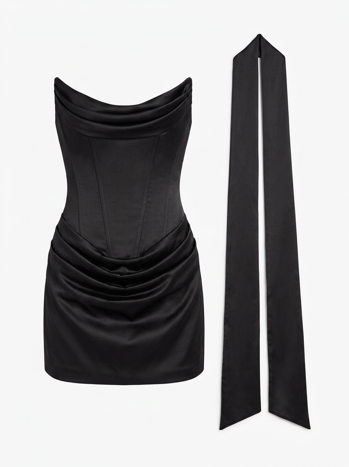 Rylee | Strapless Mini Dress with Draped Neckline