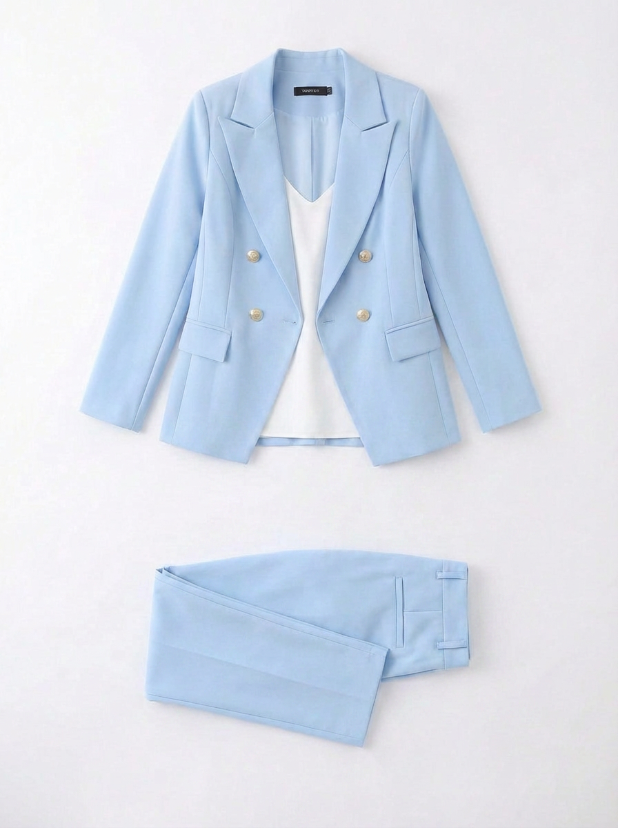 Sabine | Women's Double Breasted Blazer Trouser Suit Set 3