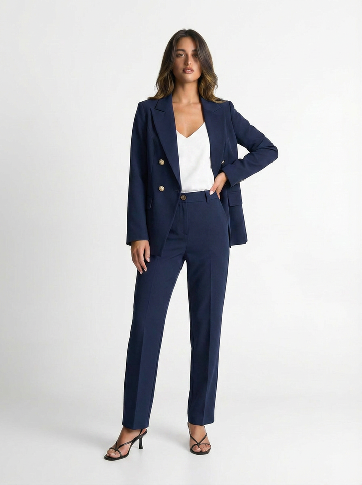 Sabine | Women's Double Breasted Blazer Trouser Suit Set 6