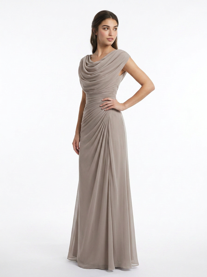 Sadie | Cowl Neck Ruched Maxi Dress