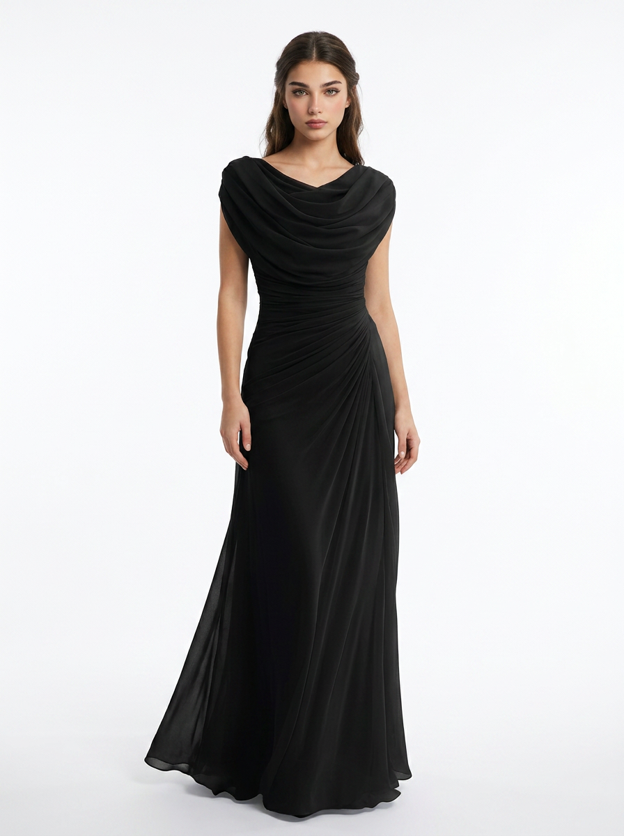 Sadie | Cowl Neck Ruched Maxi Dress