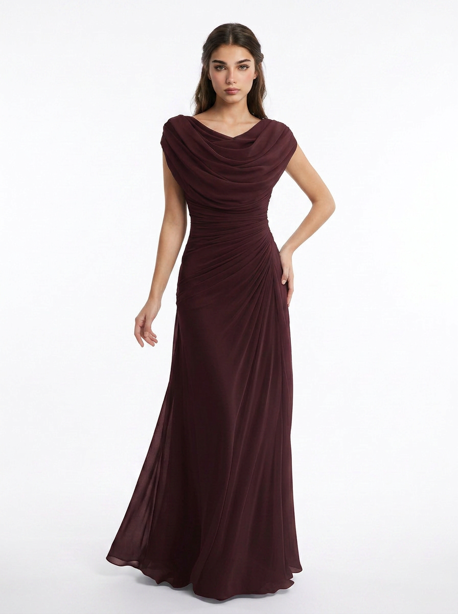 Sadie | Cowl Neck Ruched Maxi Dress