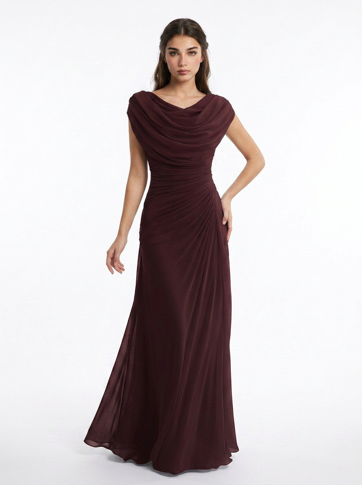 Sadie | Cowl Neck Ruched Maxi Dress