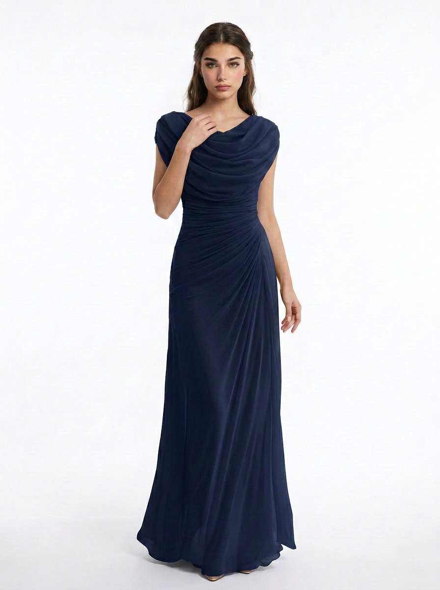 Sadie | Cowl Neck Ruched Maxi Dress