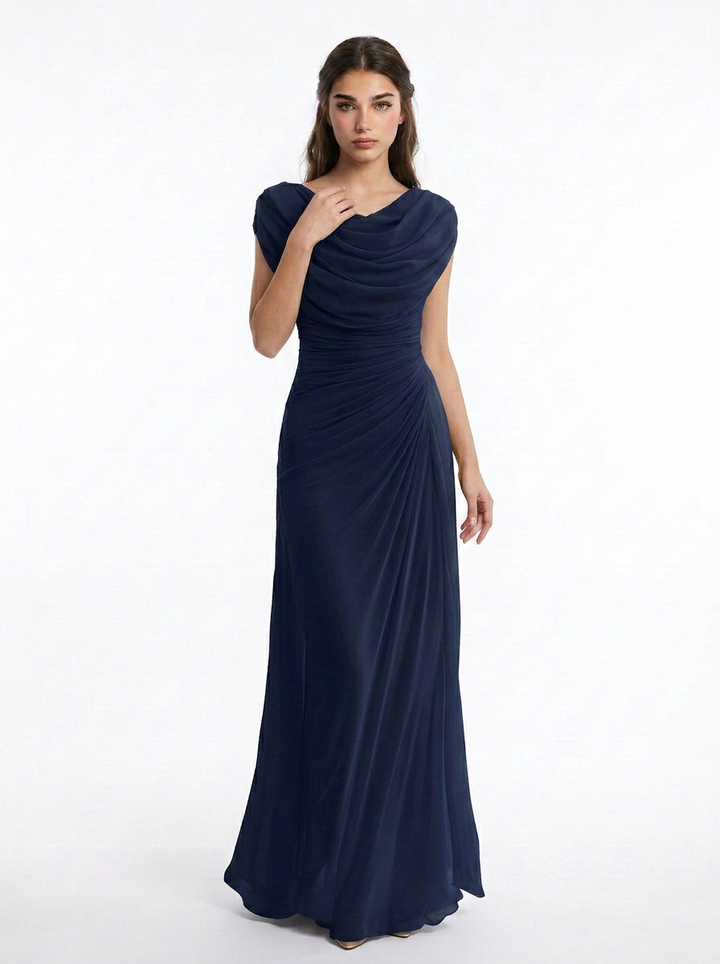 Sadie | Cowl Neck Ruched Maxi Dress