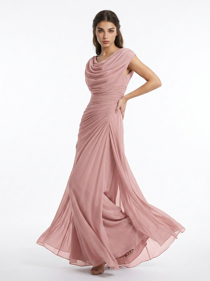 Sadie | Cowl Neck Ruched Maxi Dress
