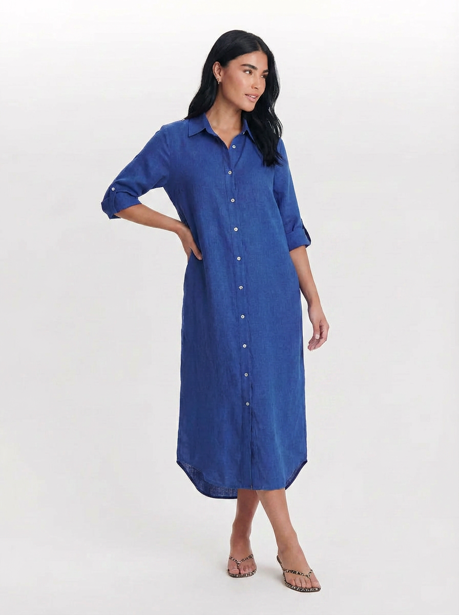 Sadie | Women's Button Down Long Sleeve Shirt Dress 4