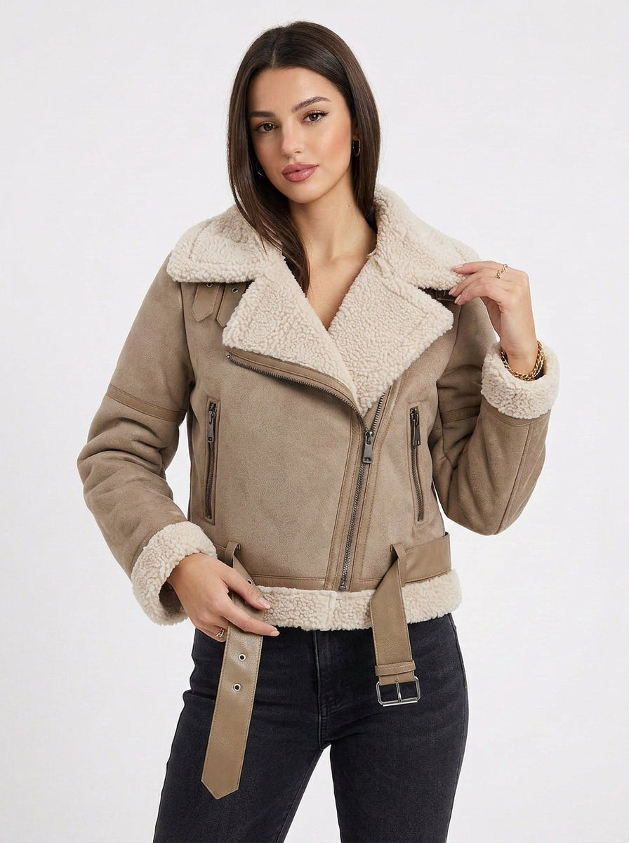 Sadie | Women's Teddy Biker Jacket for Winter