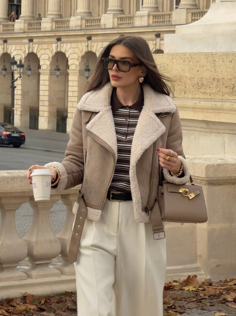 Sadie | Women's Teddy Biker Jacket for Winter