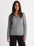 Sage | Women's Cable Knit Half-Zip Jumper