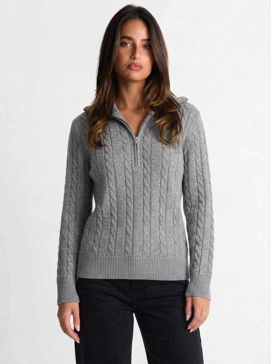 Sage | Women's Cable Knit Half-Zip Jumper