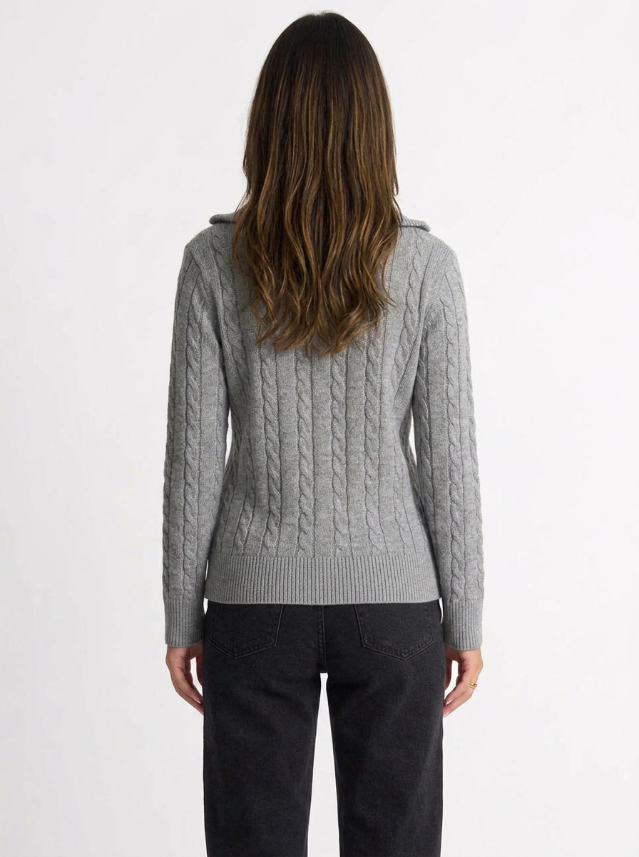 Sage | Women's Cable Knit Half-Zip Jumper